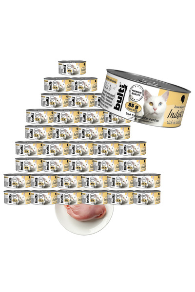 Bulti Hrană umedă completă pentru pisici, bogată în curcan, conservă 36x85g