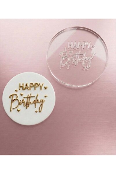 EgeConcept Baskı Kalıbı Happy Birthday No:2 - 6 cm Yuvarlak