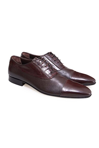 FRANCO CALVANI Brown Lace-Up Genuine Leather Sole Men's Shoes