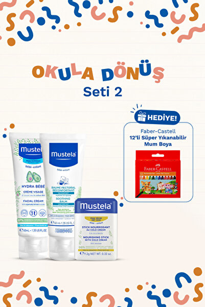 Mustela Hydrabebe Avokadolu Yüz Kremi 40ml + Balsam 40ml + Stick 9,2g + 12'li...