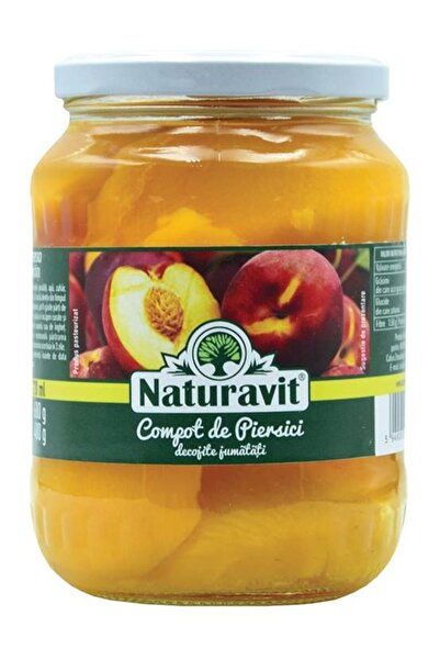 Naturavit Compot de Piersici decojite jumătăți, borcan sticla 720ml