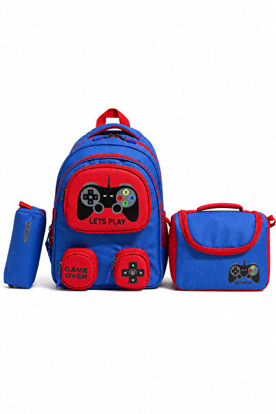 WANDER BAG Game Console Patterned 3-Piece School Bag Set Backpack Lunch Bag P...