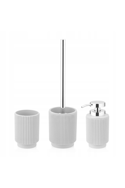 NO BRAND Set de baie 3 piese accesorii: dozator, pahar, perie de toaletă