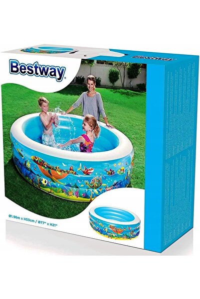 BESTWAY Piscina gonflabilă de grădină BASEN pentru copii, rotundă, 196 cm x 5...