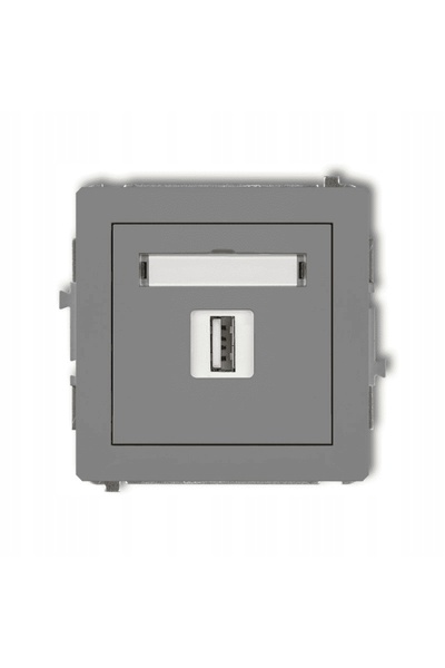 NO BRAND Priză Karlik DECO cu încărcător USB 5V 2A 10W MAX gri mat 27DCUSB-3