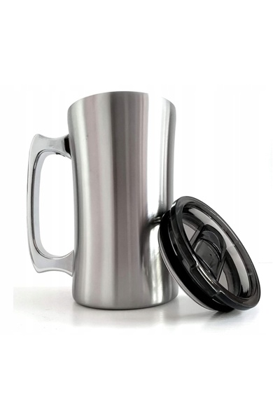 NO BRAND Cană mare de cafea cu capac, 560ml, din oțel inoxidabil, pentru băut...