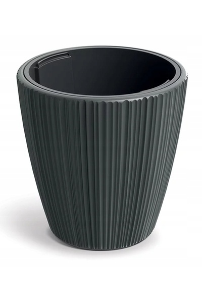 Prosperplast Ghiveci rotund Oro Round de 35 cm, gri închis, cu suprafață stri...