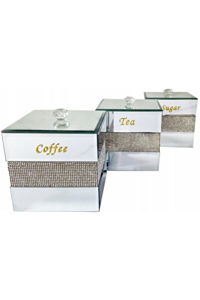 NO BRAND SY11-Z Recipient cu oglindă pentru cafea, ceai, zahăr, Glamour