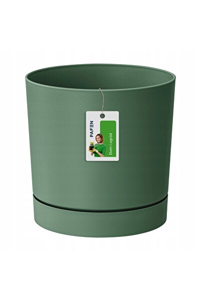 Prosperplast Ghiveci de flori rotund din plastic verde cu bază detașabilă 35 cm