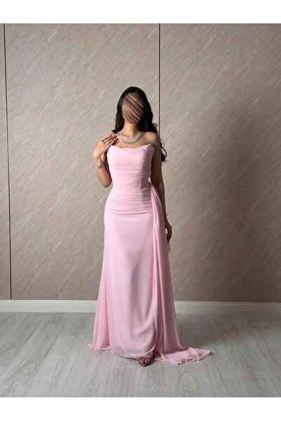 Generic Brand Soft Pink Chiffon Evening Dress