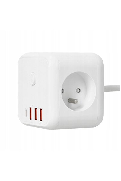 Kobi Kostka Prelungitor 1.5m 3 prize + USB Întrerupător inteligent alb Splitt...