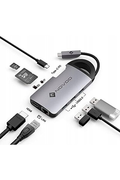 NO BRAND HUB ADAPTOR USB-C 8 ÎN 1 NOWOO R8F PRO CONVERTOR HDMI USB C 3.0 4K FHD