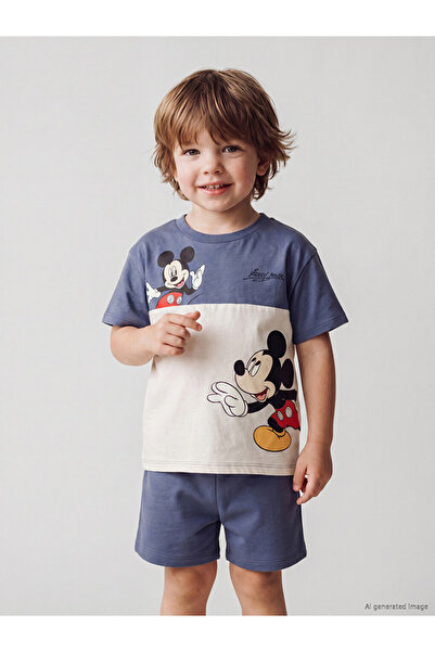 LC Waikiki Lcw Baby Ekru Mickey Mouse Printed Baby Boy Set