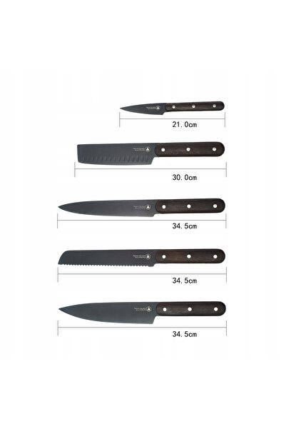 NO BRAND Set de cuțite de bucătărie LAGUIOLE, set 5 piese, Wenge NEGRU, cadou...