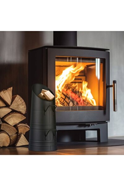 NO BRAND Recipient pentru cărbune și cenușă, din oțel negru, cu capac, 9L