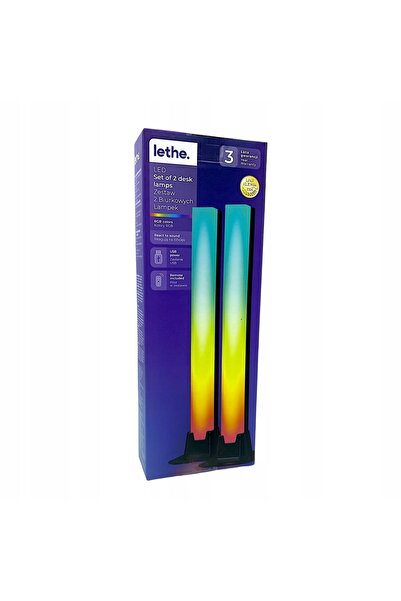 Lethe Lămpi de birou LED, set 2 bucăți, USB, RGB, cu telecomandă, reacționeaz...