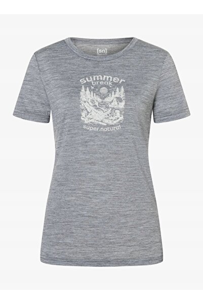 NO BRAND Tricou de damă Super. Tricou de vară - gri cașmir cu detalii alb, mă...