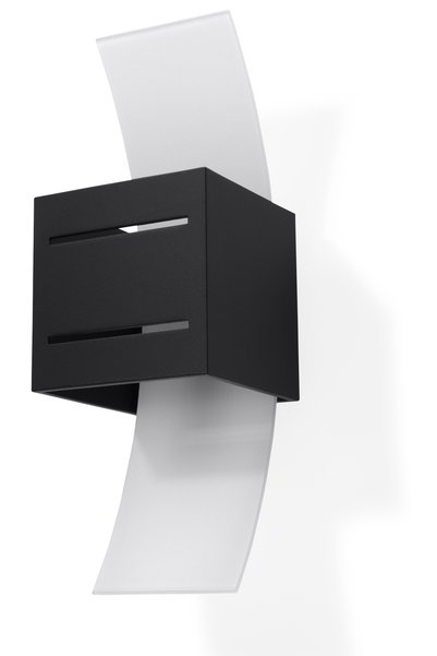 Sollux Lighting Aplică de perete LORETO neagră, aluminiu/sticlă, design modern