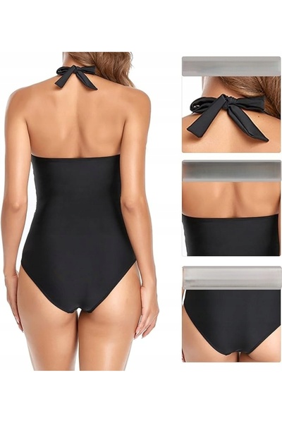 NO BRAND Salopetă cu control abdominal - inserții detașabile NEGRU S