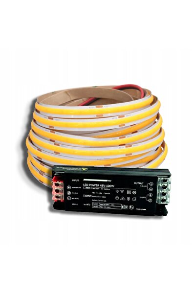 NO BRAND KIT LED COB 480D/m 5m Alb Rece 48V 8mm + Sursă de alimentare FLAT 10...