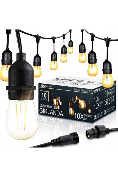 NO BRAND Ghirlandă luminoasă de grădină impermeabilă, 10m, cu 10 becuri LED E...