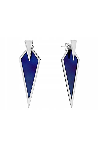 NO BRAND Cercei din argint 925, tip pandantiv, cu titan albastru, placat cu r...