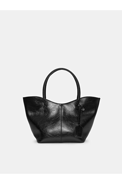 Dilvin Faux Leather Shoulder Bag-Black