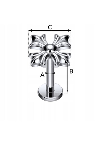 NO BRAND PIERCING ARGINTIU Titan Labret floare decorativă crin HELIX FLAT 1.2/6