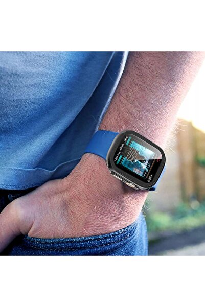 NO BRAND Alogy husă 2 în 1 + sticlă pentru Apple Watch 7 45mm Negru