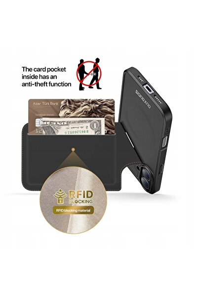 Dux Ducis Husă pentru iPhone 16 Rafi II Mag MagSafe RFID Stand Negru