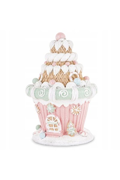 NO BRAND Figurină de Crăciun, casă în pasteluri, înaltă 20 cm