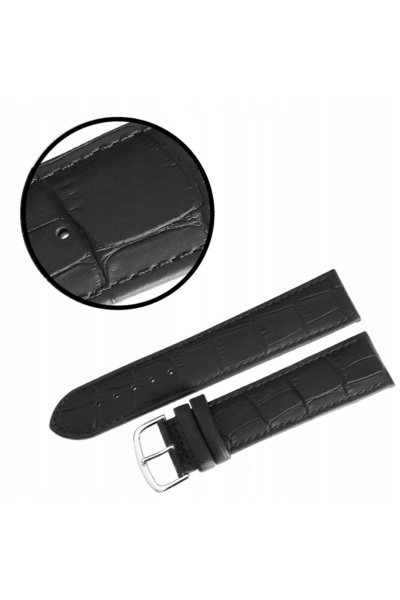NO BRAND Curea REDA 24mm XL KROKODYL neagră, cusături negre, mată
