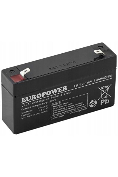 EuroPower Baterie AGM EP1.2-6 6V 1.2Ah pentru alarmă și cântar, sursă de alim...