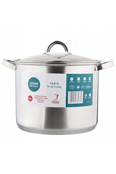 ALTOM DESIGN Oală de 12,5 l din oțel inoxidabil, înaltă, tradițională, cu cap...
