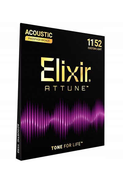NO BRAND Corzi pentru chitară acustică Elixir Attune 11-52, acoperite cu bron...