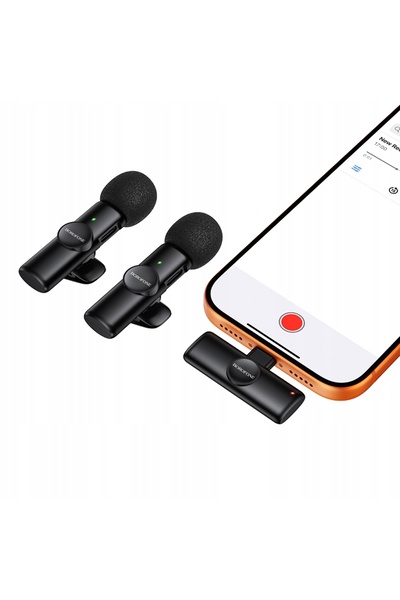 NO BRAND Microfon lavalieră wireless dual USB-C pentru telefon Borofone FK16A
