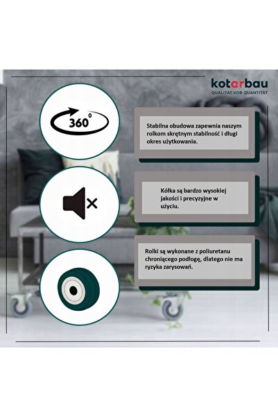 NO BRAND Roată rotativă din cauciuc pentru mobilier Ø50, 4 bucăți