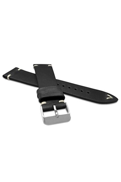 NO BRAND LAVVU Retro LSNUB24 - 24 mm - Negru - Curea de ceas din piele