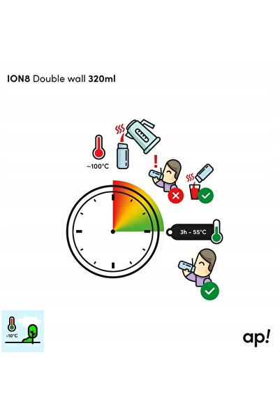 Ion8 Termos pentru școală pentru copii, bidon de oțel pentru ceai 0,35L 320 ml