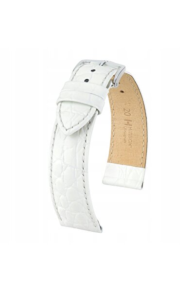NO BRAND HIRSCH Crocograin M - ALB - 20mm - Curea de ceas din piele