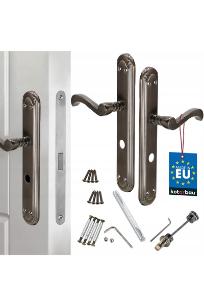 NO BRAND Set mâner ușă 72MM, placă lungă, finisaj patină, pentru ușă WC/baie