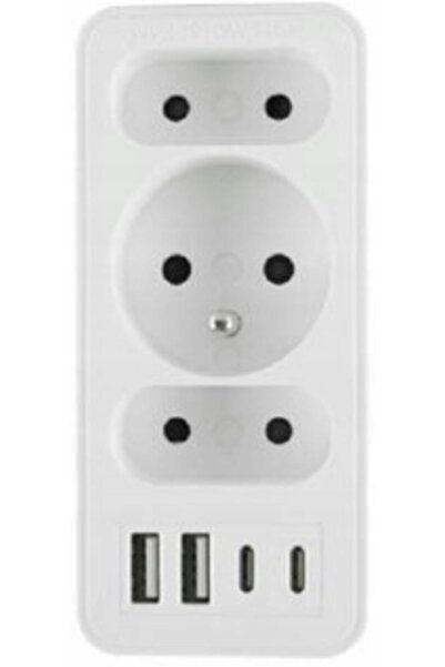 NO BRAND Adaptor de priză cu porturi USB și USB-C, alb
