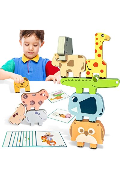 Arabest Montessori Wooden Stacking Blocks,10 Pieces Animal Balancing Game,Edu...