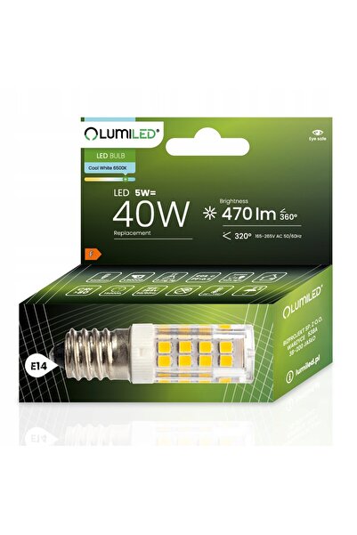 NO BRAND 6x Bec LED E14 tubular T25 5 W = 40 W 470 lm 6500 K rece 320° LUMILED