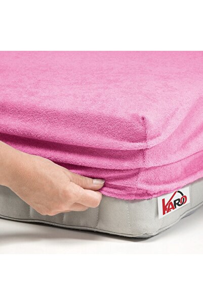 NO BRAND Cearșaf de pat din frotir cu elastic 140x200 roz 020 grosime 200g/m2...