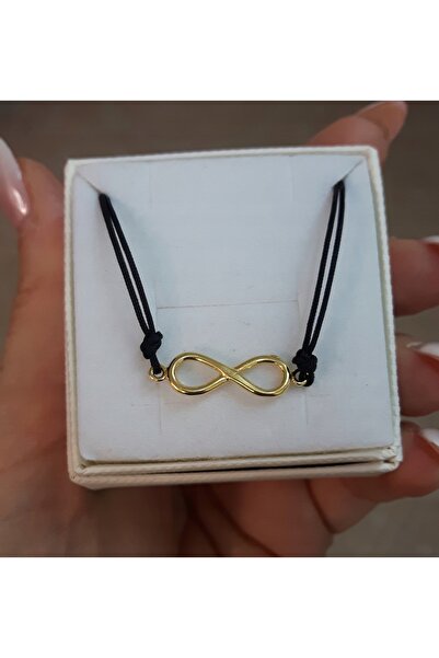 NO BRAND Brățară cu șnur auriu INFINITY ARGINT 925