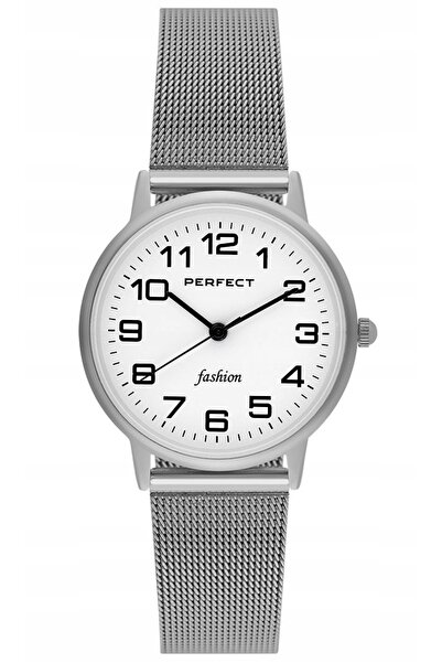 PERFECT Ceas de damă clasic, argintiu, elegant, cu cifre clare F110-01 32 mm