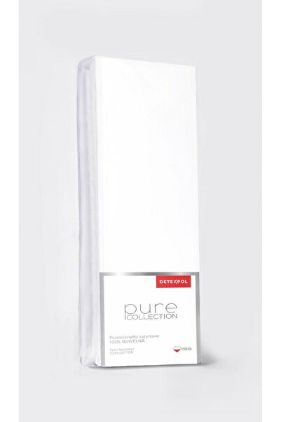 NO BRAND Cearșaf de pat din bumbac satinat cu elastic 180x200 Alb pur Detexpol