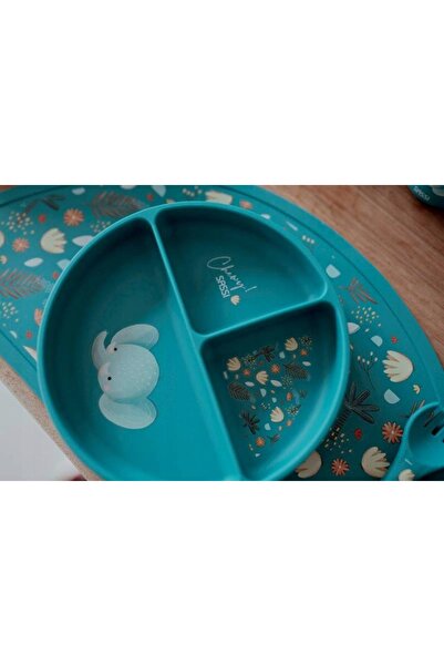 NO BRAND SASSI farfurie din silicon cu ventuză CU COMPARTIMENTE Elefant