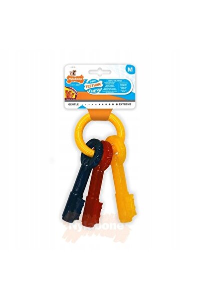NO BRAND Jucărie de mestecat Nylabone Puppy Chew Keys cu aromă de bacon pentr...
